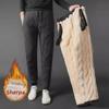 Men's Lambskin Winter Pants: Velvet-Lined, Warm, Outdoor Casual Trousers.