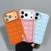 Fashion PU Leather Line Heart Phone Case For iPhone 17 Pro Max 16 15 14 13 Cosmic Orange Silicone TPU Back Cover