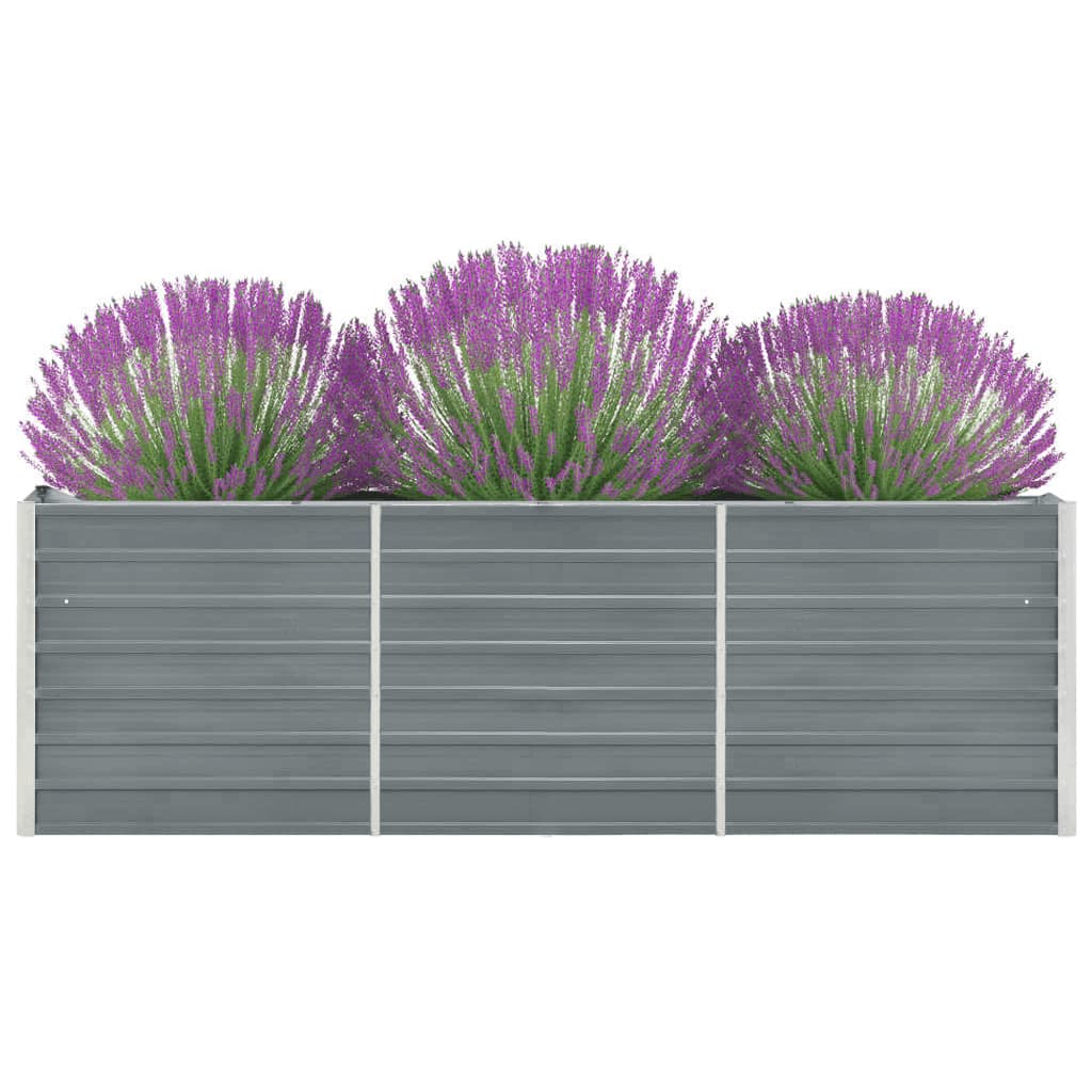 vidaXL Raised Bed Galvanized Steel 240x40x77 Cm Grey