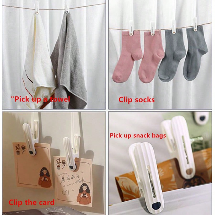12pcs Mixed-color household seamless clips - clothes hangers - sock and towel clips - snack clips - office clips