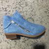 Botas de Cano Curto para Mulheres Bico Redondo Zíper Lateral Salto Grosso Botas Femininas Tamanho Grande Botas da Moda Sapatos Femininos