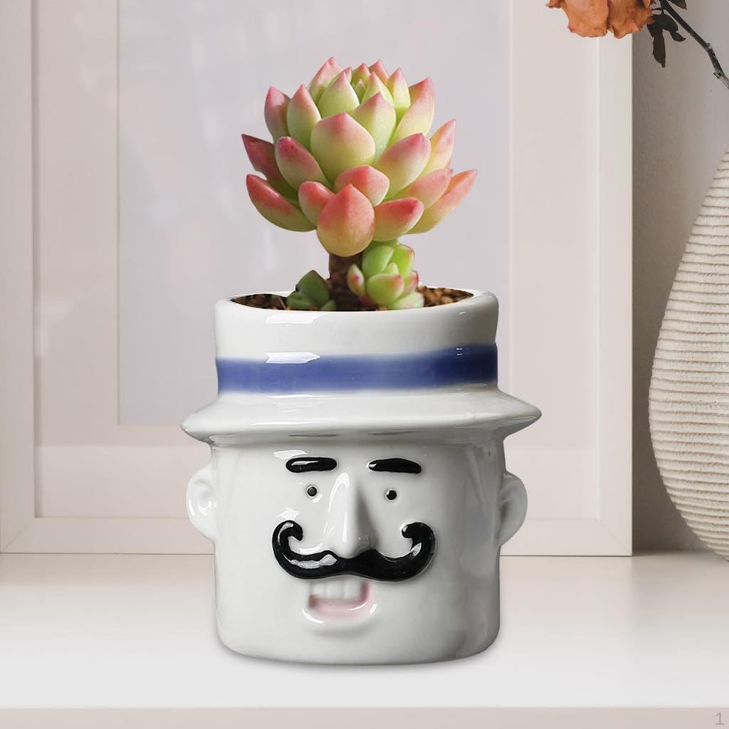 Ceramic Flower Pot Funny Cartoon Planter Artwork Modern Cute Plant Flowerpot for Balcony
