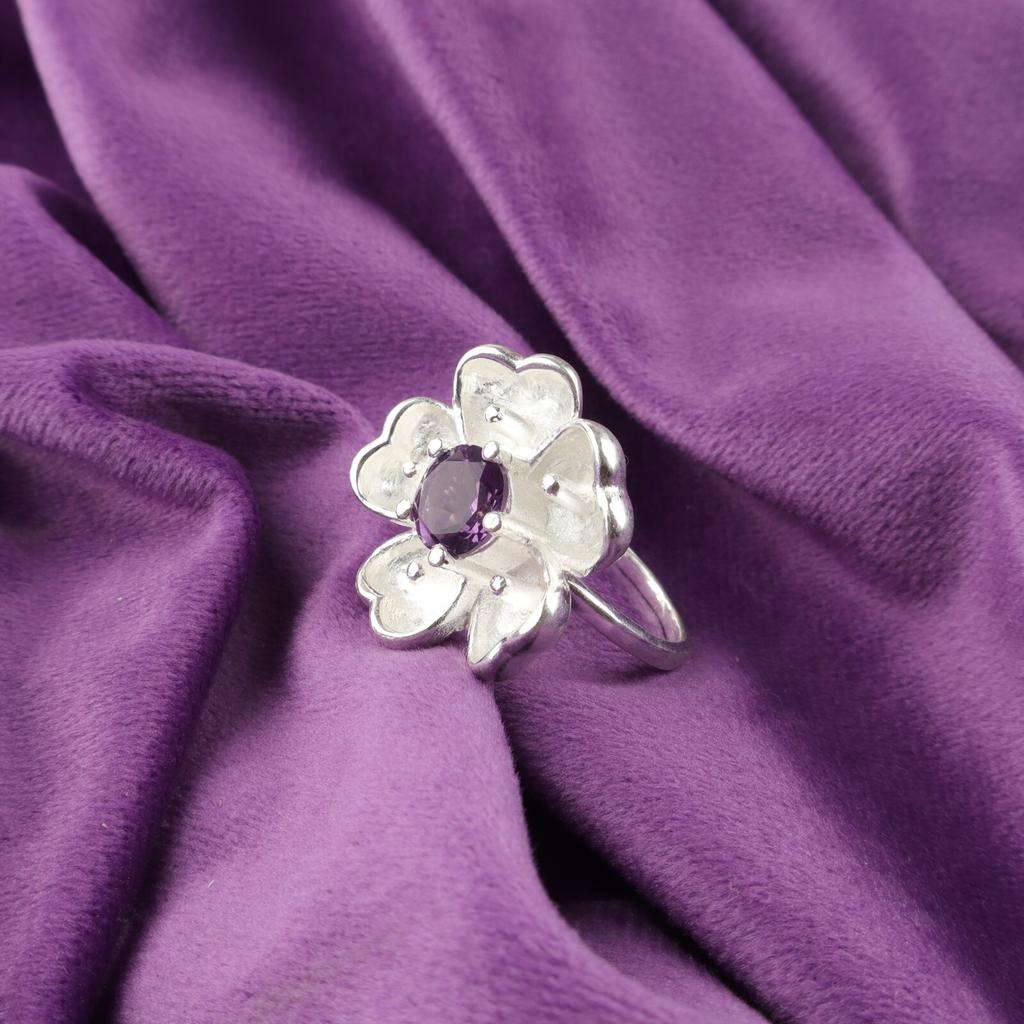 Natural Amethyst Gemstone 925 Sterling Silver Wedding Jewelry Ring Gift For Wife CZR-1-1