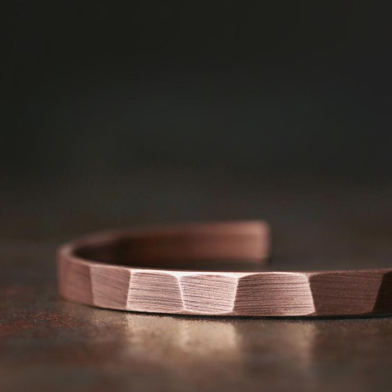 Pure Copper Handmade Bracelet Men Women Rustic Oxidized Cuff Bangle Punk Style Carved Metal Jewelry Gift for Him Her