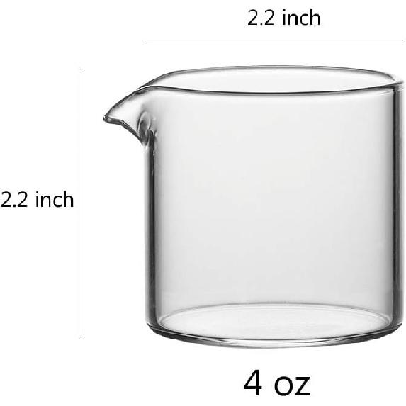Sizikato 2 st Genomskinlig Glas Gräddkanna, 4oz Mini Kaffe Mjölk Grädde Kannor.