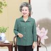 Grandma Summer Foreign Style Shirt In the Elderly Women's Seven-quarter Sleeve Lapel Top Old Lady Summer Thin Top