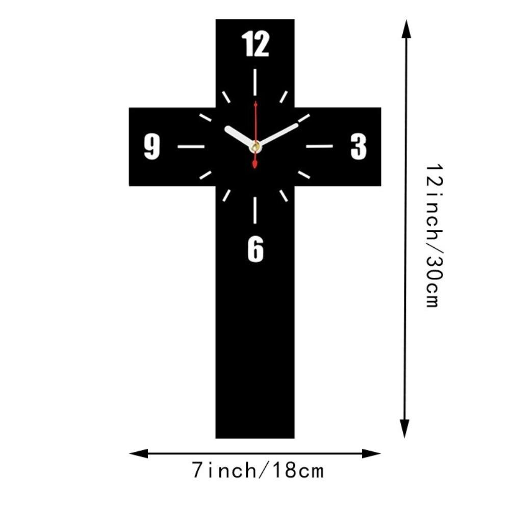 Non-ticking Wooden Cross Clock Solid Wood Quartz Wall Clock Vintage Cross Wall Clock  Home Office