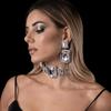 Stonefans Quadratisches Halsketten- und Ohrring-Set Accessoires für Damen Geometrische Schmucksets Luxuriöse Designs Elegant Hochzeit