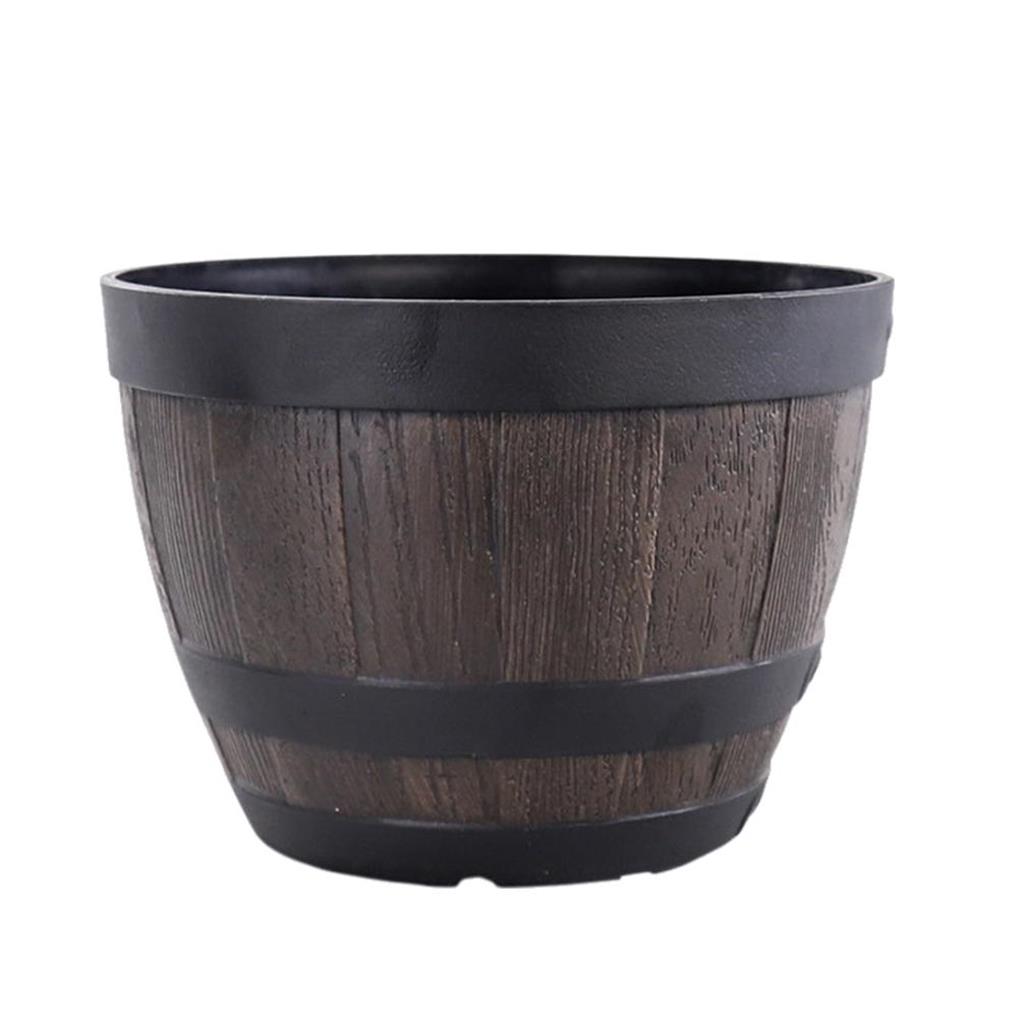 Ulație Butoaie de Lemn 9 Inch Ghiveci de Rășină pentru Flori Stil Vintage Găleată Plantator Decor Acasă Exterior Terasă Fermă
