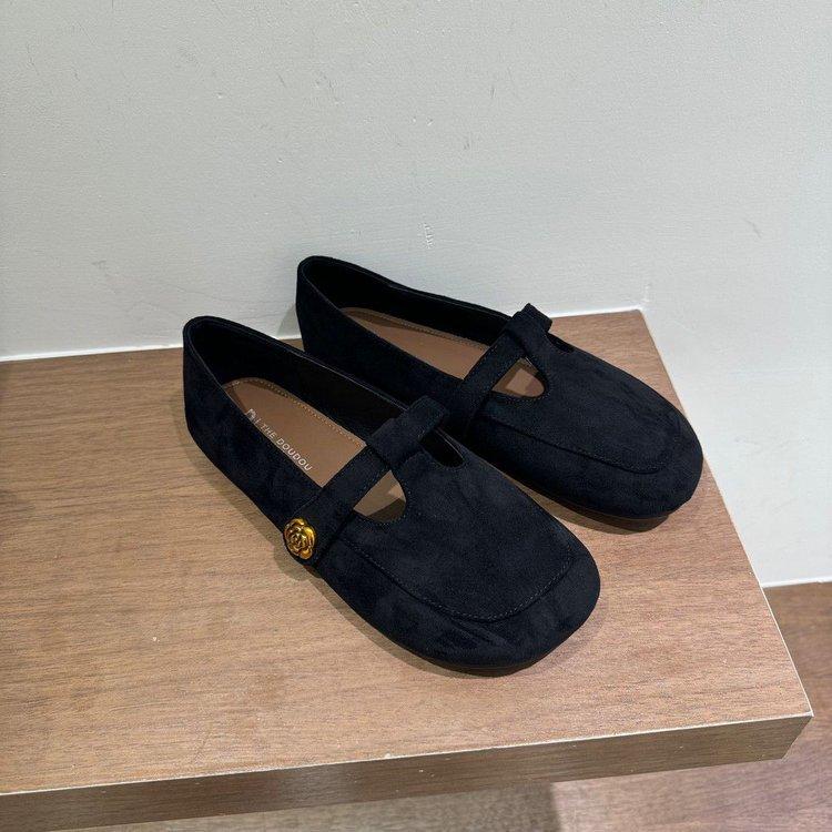 Autumn and Winter New Korean Version of Small Leather Shoes Women's British Style French Retro Soft Leather One-pedal Flat Mary Jane Single Shoes
