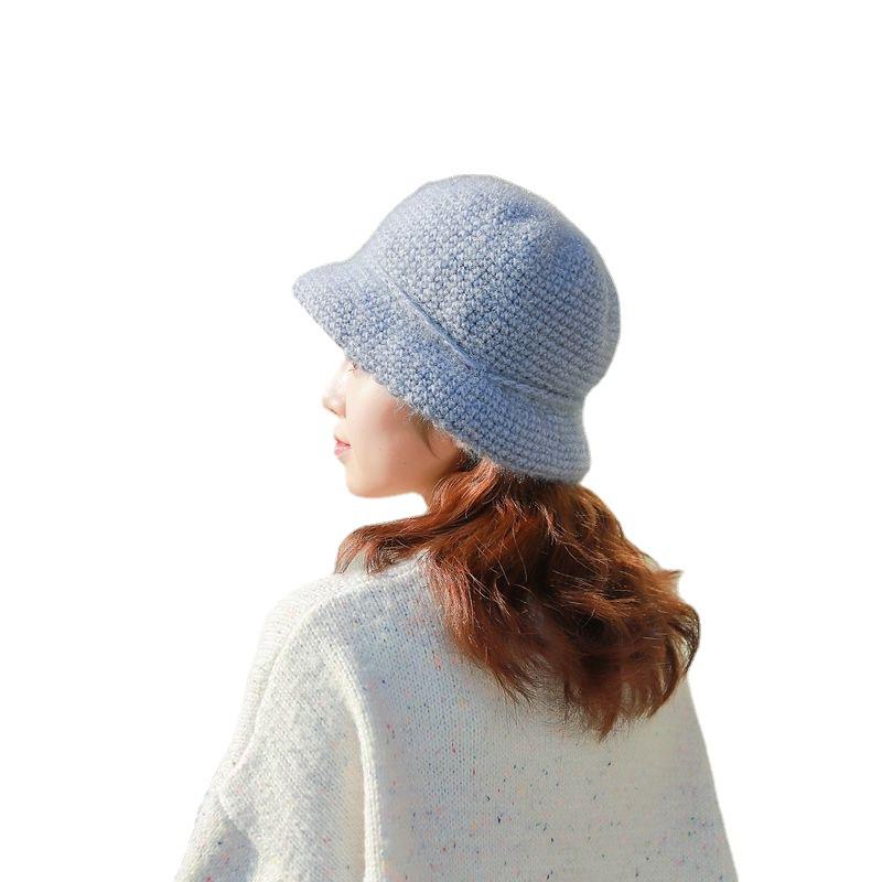 Winter Knitted Hat Wool Hat Fleece Warm Ear Protection Fashion Soft Comfortable Basin Hat Bucket Hat Hand Crocheted Ladies