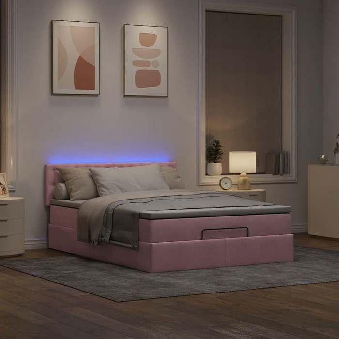 VidaXL Cadre de lit ottoman avec matelas rose 140x200 cm velours 3312775