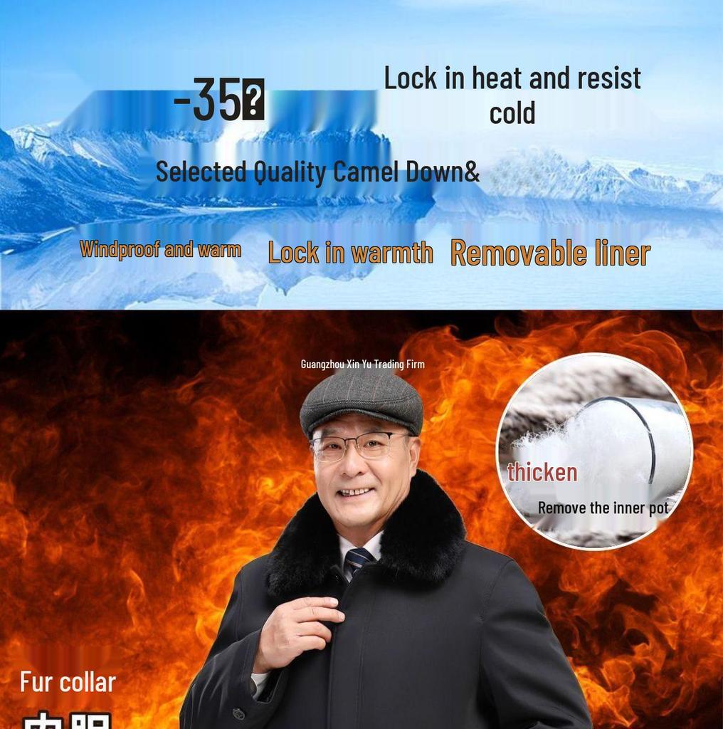 Fleece-Lined Cotton Jacket for Middle-Aged to Elderly Men: Winter Coat for 60, 70, and 80-Year-Olds.