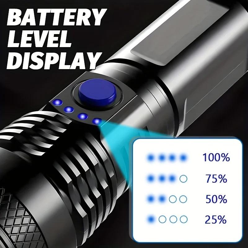 High Power LED Mini Flashlight Rechargeable Light  Bright Telescopic Zoom Handheld Hunting Torch Light for Emergency Hiking