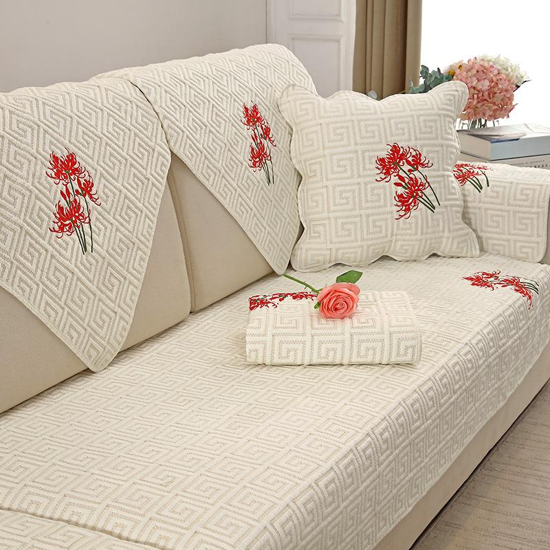 

Хлопковая китайская диванная подушка Four Seasons, универсальная нескользящая высококачественная диванная подушка из цельного дерева, простой современный чехол, тканевый чехол 70*70cm