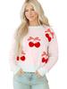 2025 Winter Women's Sweet Style Printed Knit Pullover - Warm Long Sleeve Raglan Sweater