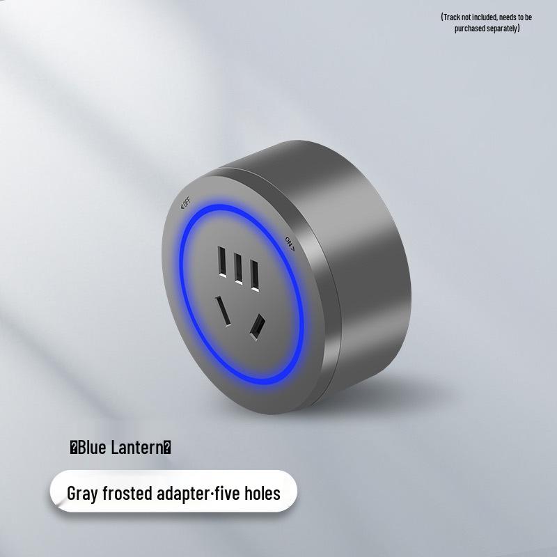 Surface-Mounted Anti-Shock Adjustable Power Strip with Switch Track for Kitchens