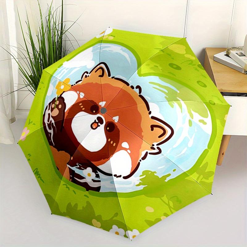 

1pc Raccoon Heart Design Automatic Opening and Closing Folding - A Good Choice for Gifts, Fashionable and Convenient Umbrella With Cute Cart