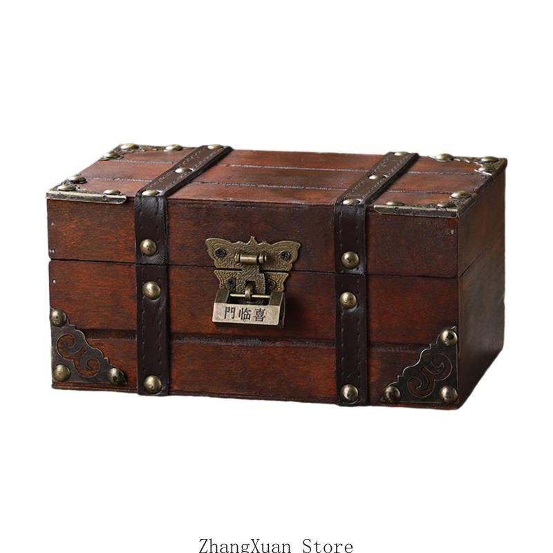 3XUF Chinese Inspire Jewelry Box With Lock Construction Multiple Dividers