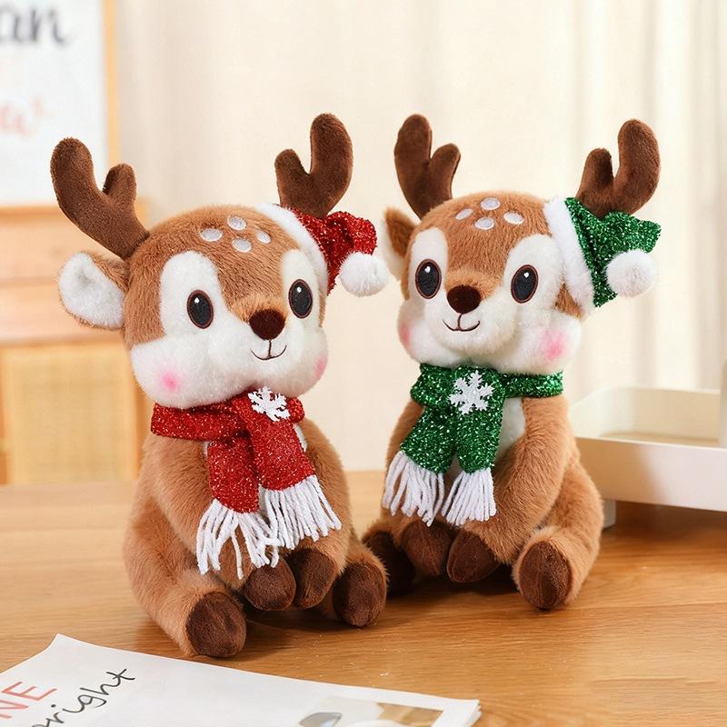 Cute Christmas Deer Doll Plush Toy Elk Doll Ornament Rag Doll Christmas