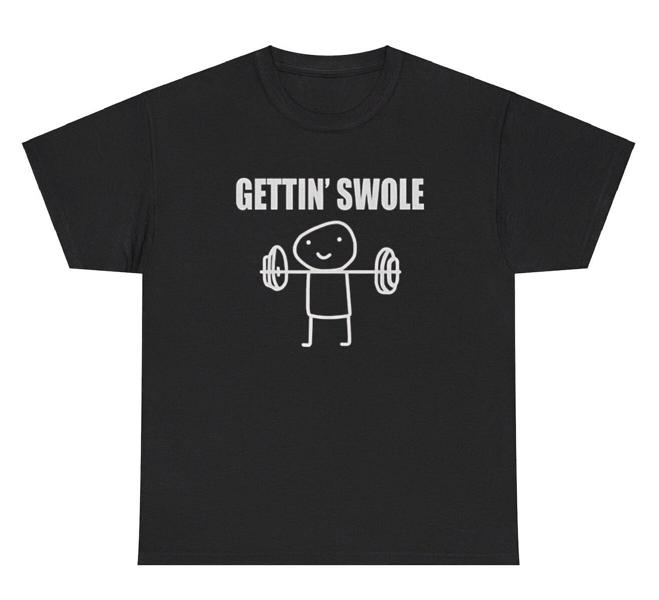 

Футболка с мемом Getting Swole Смешная футболка с мемом про спортзал Тренировки Юмор Накачанный Человек S