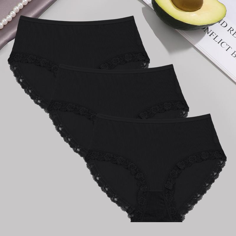 

FINETOO 3 шт. Женские сексуальные трусики кружевные больших размеров нижнее белье высокого качества полосатые брифы для девочек однотонное спортивное удобное нижнее белье 2XL&3pcs