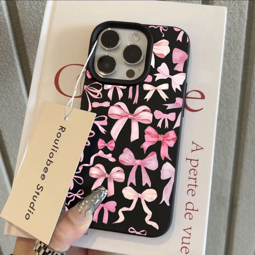 

HOT Pink Bow Knot Cool Lichee leather pattern Phone Case For Redmi A5 A3 A1 14C 13 12 12C 10 9 9A 9T 9C 8 K60 Ultra Cover Redmi 9C