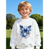 Children Sweatshirt Butterfly Floral Print Gift for Boys And Girls Black White Pink Options Casual Fashion Sweatshirt