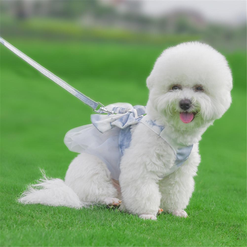Buy Bow Dog Collar Harness Skirt Vest Clothes Gradient Color Pet Dress