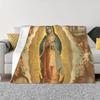 Coperta Vergine Maria di Fatima in Pile di Flanella Portogallo Rosario Coperte da Divano Cattoliche per Viaggio Camera da Letto Copriletto per Divano