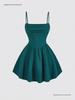 New Summer Fashion Evening Gown: Sexy Solid Color Pleated Dress with Back Zipper & Spaghetti Straps