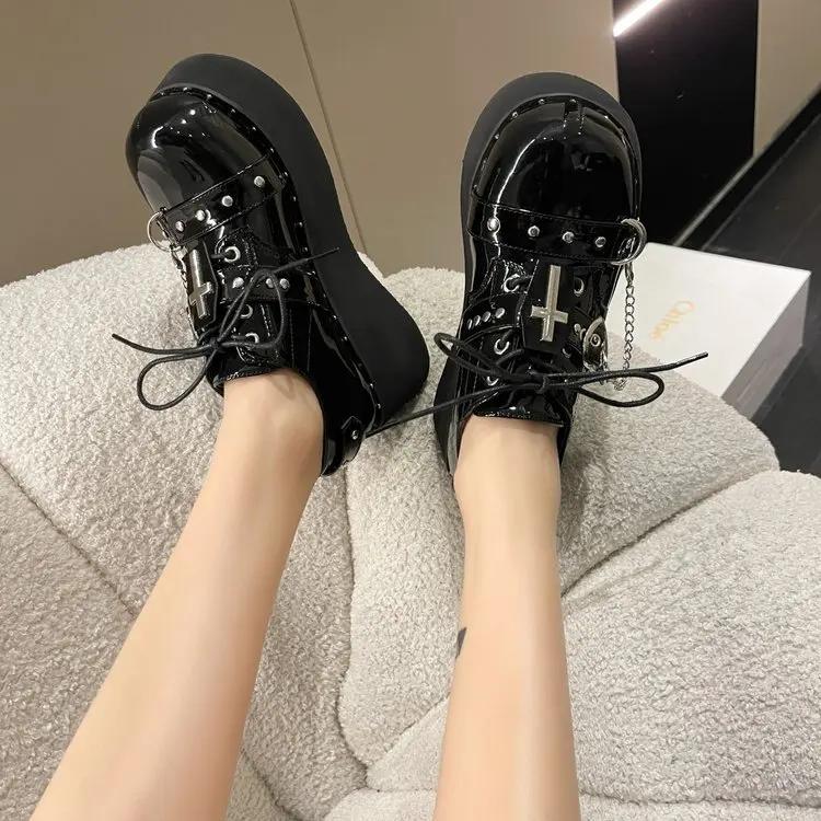 Fashion Spring and Summer New Height-up Japanese Mary Jane Small Leather Shoes Women with Retro British Style Single Shoes Women