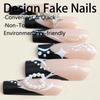European & American Extra Long 3D Star & Heart French Pipe-Style Fake Nails