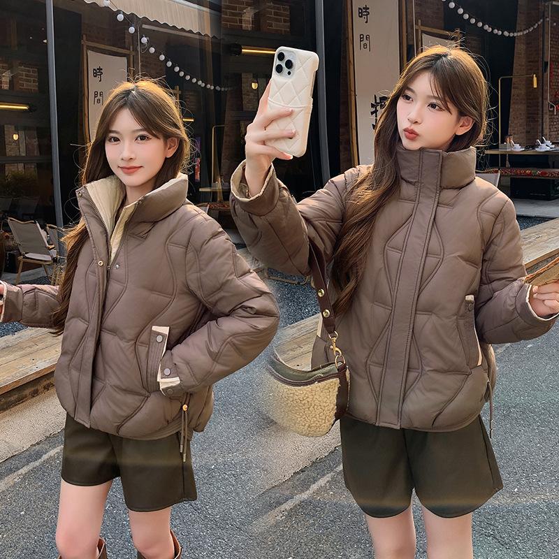 Women’s Short Stand Collar Windproof Thin Slim Winter Jacket