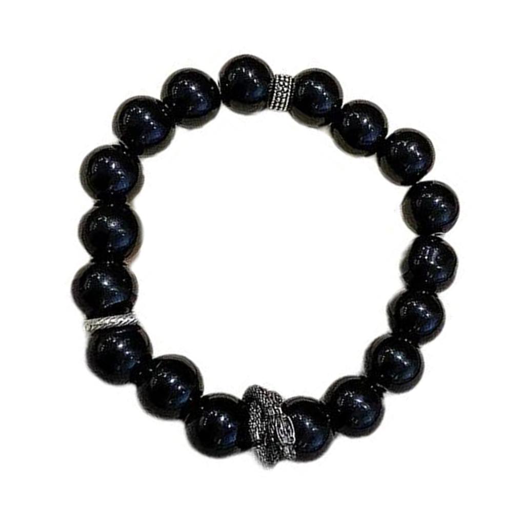 Practical Black Beaded Bracelet Wrist Jewelry Couple String Bracelet for Women Infused with National Style and Graces
