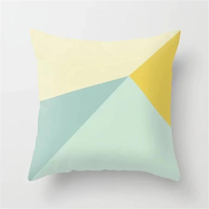 Nordic Light Pink Yellow Geometry Cushion Cover Abstract Art Polyester Pillowscase Simple Modern Couch Decorative Pillow Covers