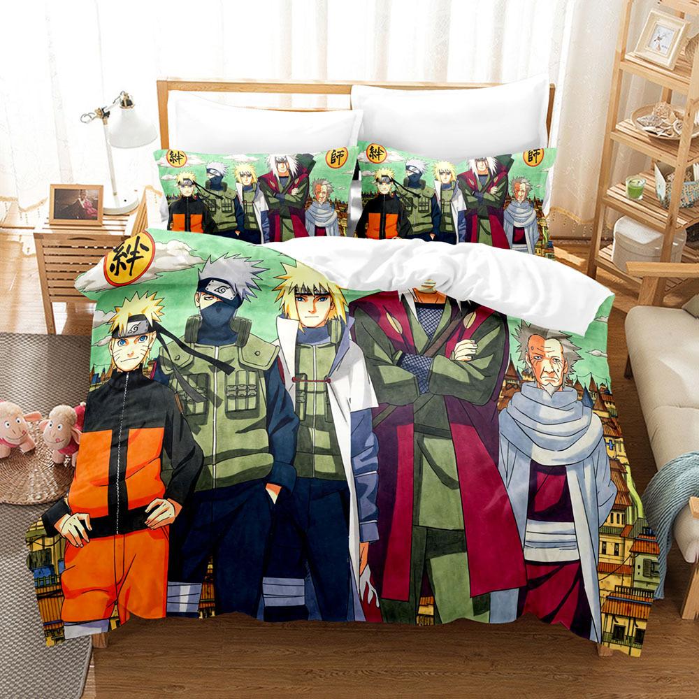 3D Printed Bedding Three-Piece Set, Anime, Naruto Sasuke
