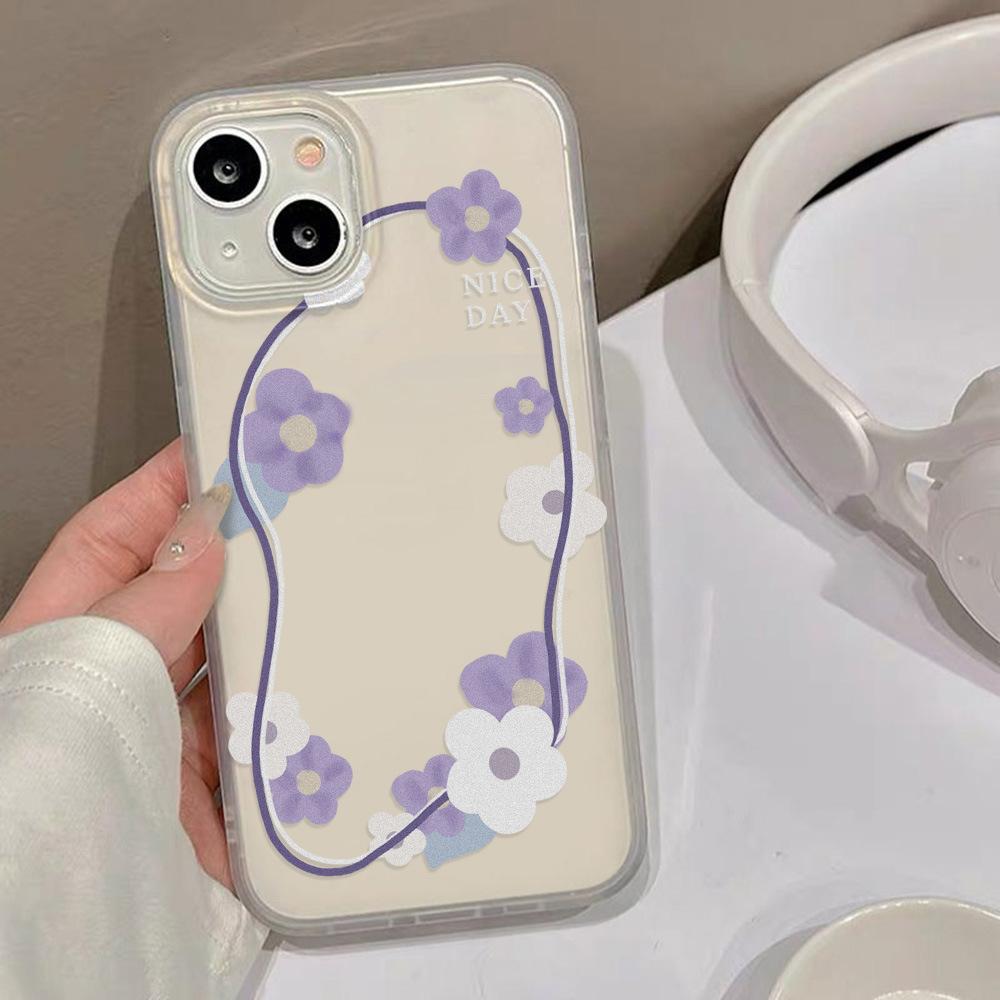 Applicable To iPhone17ProMax Small Fresh Purple Flower Vine Apple 17 Matte Mobile Phone Case 16/15 Anti-drop 14
