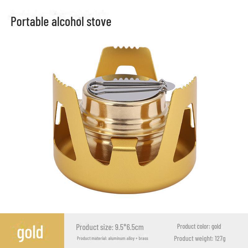 

Сверхлегкая портативная спиртовая горелка для использования на открытом воздухе золотой