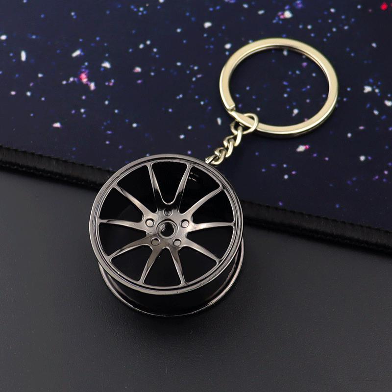 Porte-clés de voiture créatif avec levier de vitesse de turbine, moyeu de roue, disque de frein et pendentif amortisseur