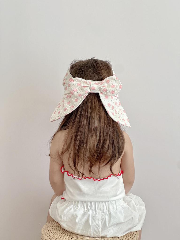 Girls' Cute Floral Wide-Brimmed Summer Sunshade Hat - Breathable Korean Style