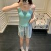 Women's Cartoon Camisole Tank Top Pajamas Set with Chest Pads - Summer Home Wear for Girls with Shorts