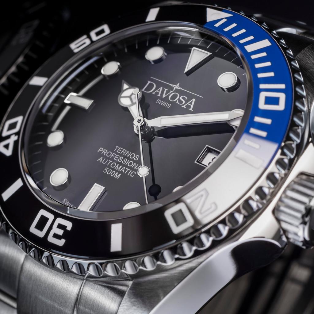 Davosa Ternos Professional Automatic Water Resistant to 50 Silver 161.559.45 Men's Watch, ATM,