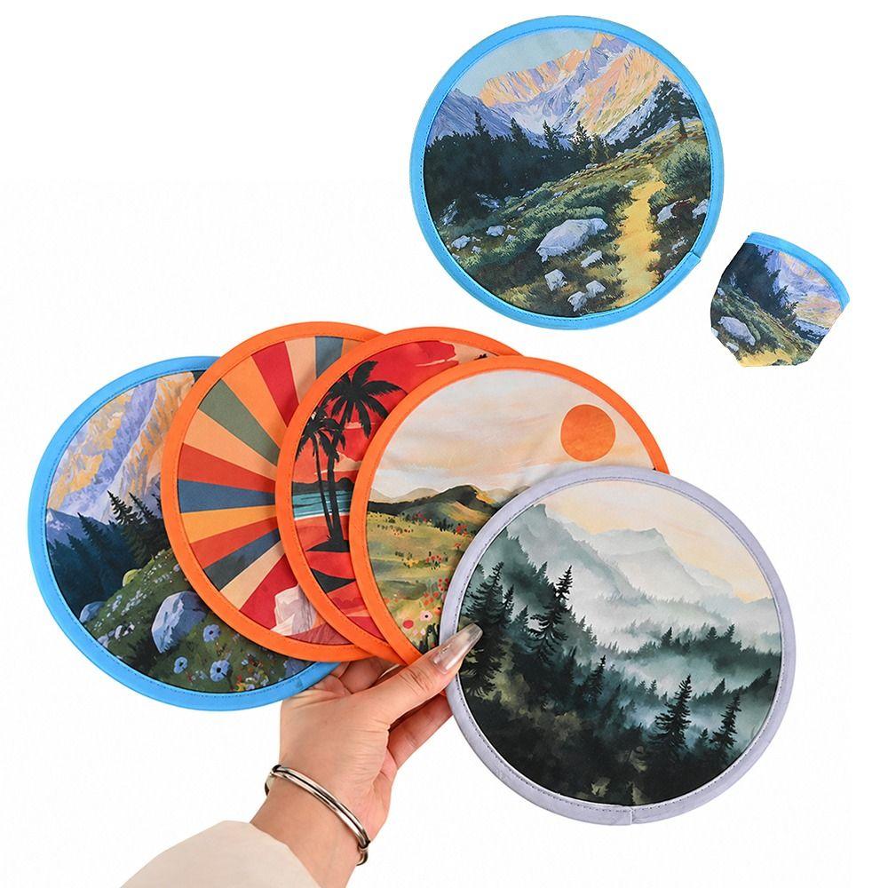 Round Shape Folding Fan Flower Pocket Fans Portable Cooling Fans Home Room