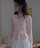 DEHEVE V-Neck Flare Shirring Knit [Pink]