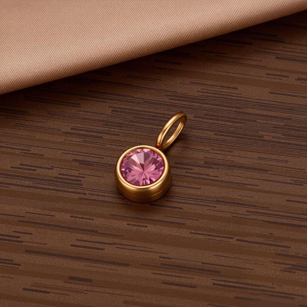 Polished Stainless Steel Birthstone Pendant with Vacuum Electroplating and Retro Design