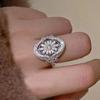 6-10 Size Luxurious Sparkling Inlaid Zircon Flower Oval Ring, Women's Able Wedding Banquet Accessories Jewelry