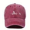New Vintage Washed Black Baseball Cap Fishing Heartbeat Print Fashionable, Versatile And Comfortable