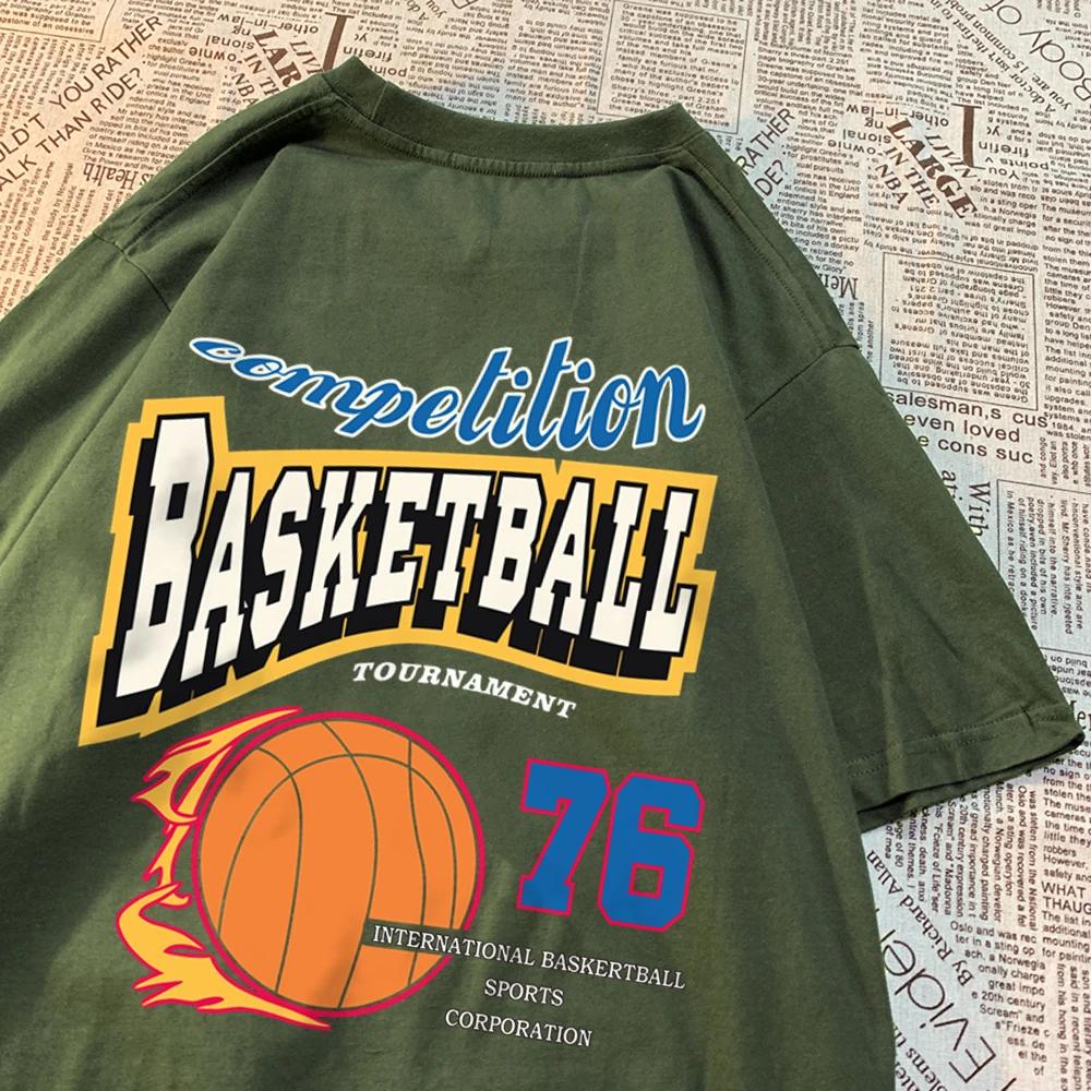 Competition Basketball 76 T-Shirts Men Women Street O-Neck Clothes Loose Oversize T-Shirts Harajuku Cotton Brand Short Sleeve