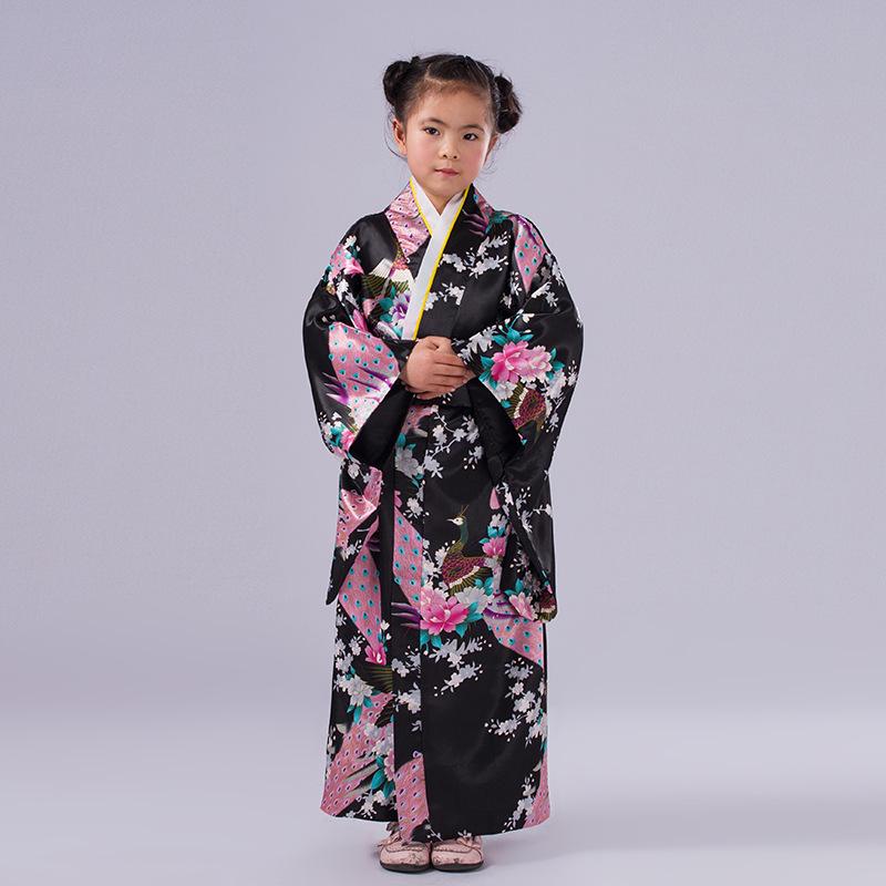 Children's Traditional Japanese Kimono Costume for Women's Cosplay, Performance & School Photo Dress